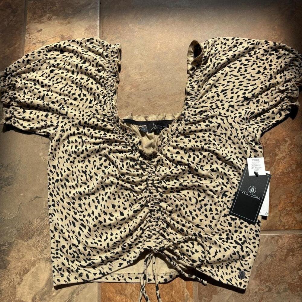 Volcom leopard print crop top
